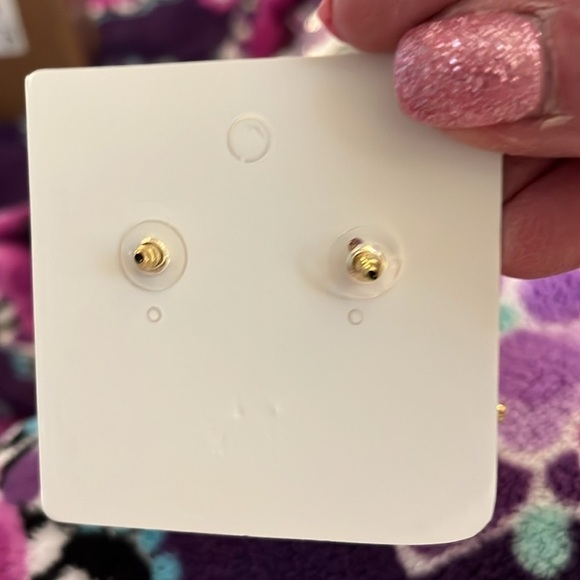 NWT Gold And Green Christmas Tree Post Earrings With Colorful Sparkles - Picture 2 of 2